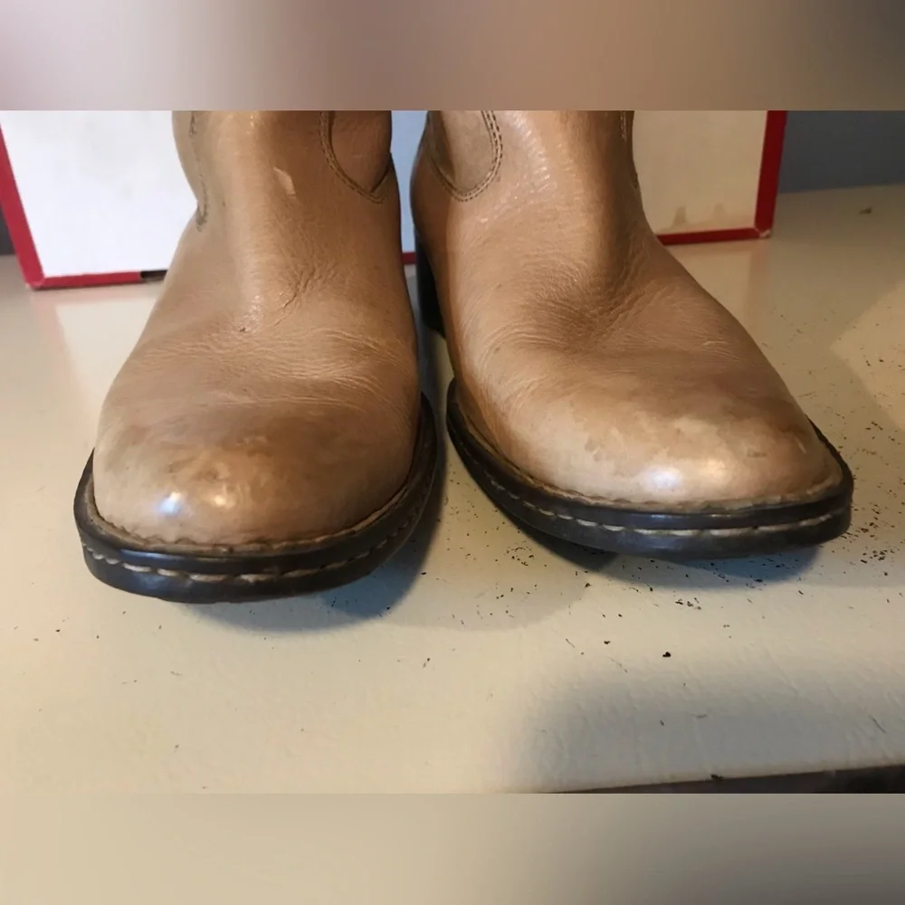BORN Tan High Quality Leather Pull On Western Cowboy Boots Sz 10/42 M/W W2728 J5 - Picture 6 of 14